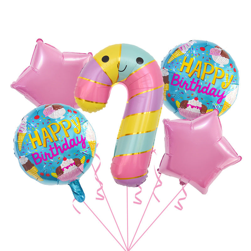 Cute Ice Cream and Candy Foil Balloon Set Birthday Party Decoration 5pcs 11