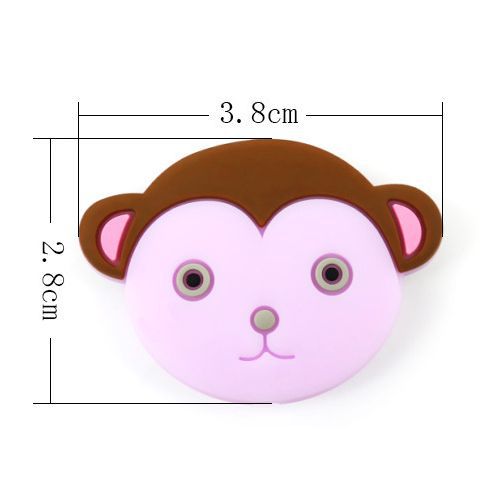 Silicone Focal Beads Cartoon Monkey Face Rounded Shape 3