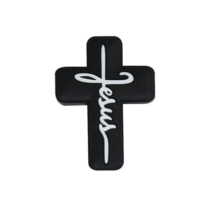 20pcs Silicone Focal Beads Jesus Cross Printed Text Design 2