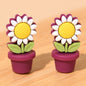 20pcs Silicone Focal Beads Flower Pot Sunflower Yellow White Flower Design 12