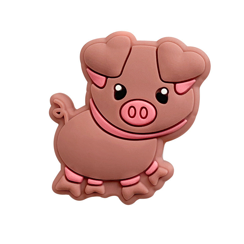 20pcs Silicone Focal Beads Pig Side Profile Cute Design 4