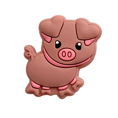 20pcs Silicone Focal Beads Pig Side Profile Cute Design 4