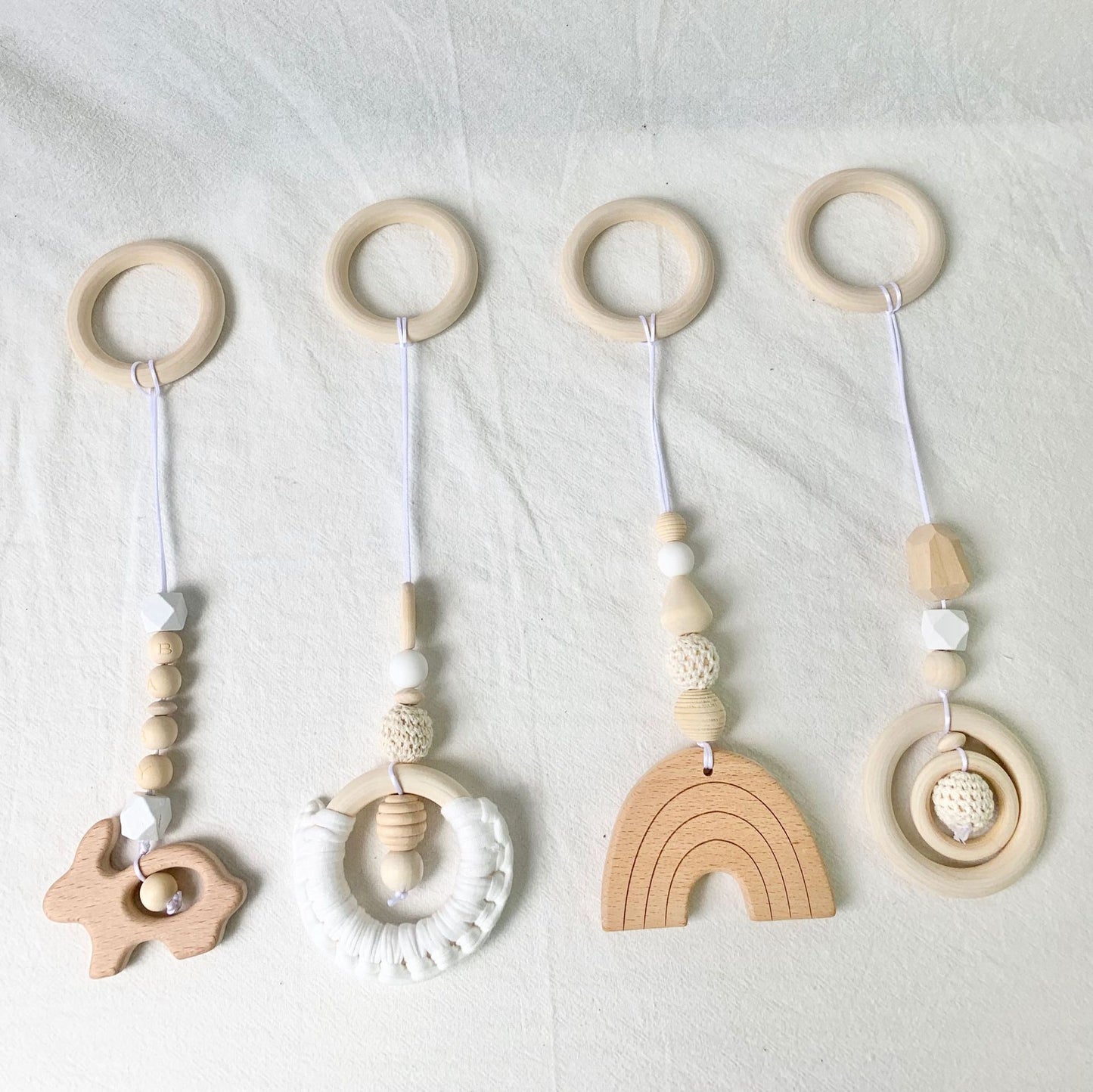 Wooden Thread Bead Teether Toy Baby Sensory Toys 4 Pack 6