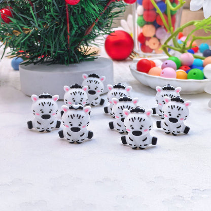 20Pcs Silicone 3D Focal Beads Cute Cow Sitting Pose