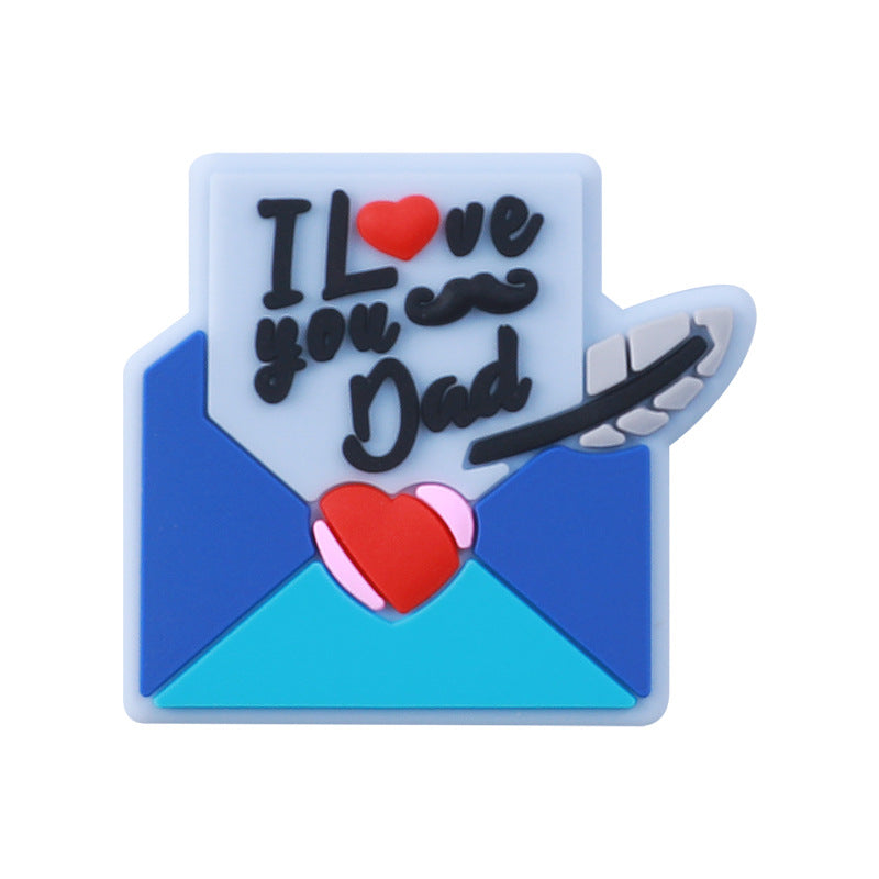 20pcs Silicone Focal Beads Father Day Envelope Letter and Hat Design 7