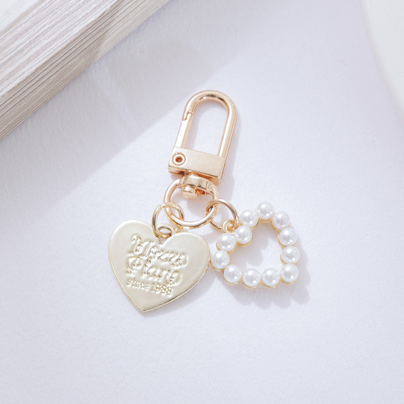 Cute Shell Metal Keychain with Pearl and Heart Charms 7