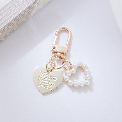 Cute Shell Metal Keychain with Pearl and Heart Charms 7