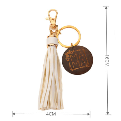 Western Wooden Mama Tassel Keychain Metal Accessory 2