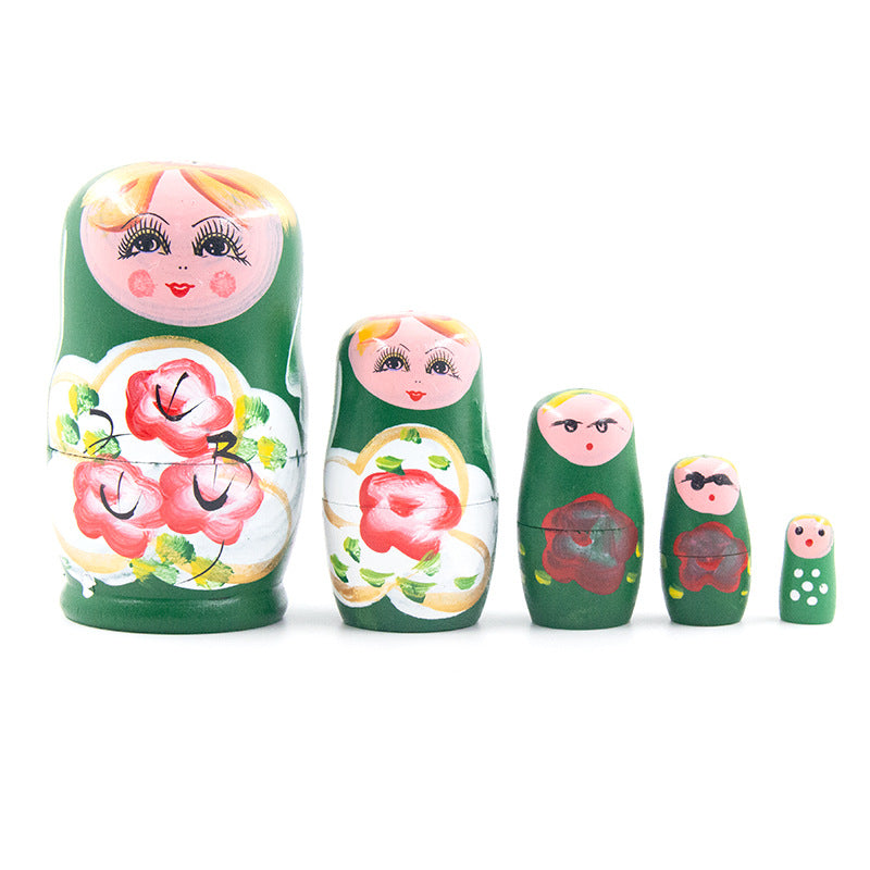 Wooden Russian Nesting Dolls Montessori Toy Set of 5 7