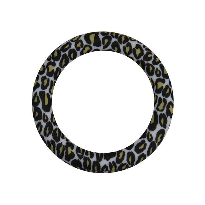 65mm Printed Silicone Beads Rings Multi Color Design 24