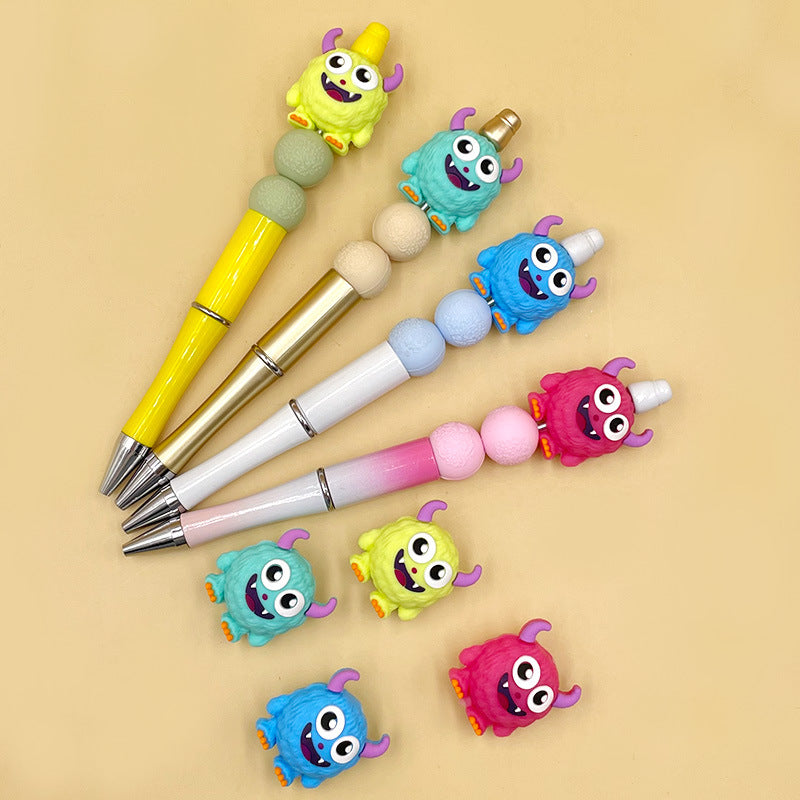 20Pcs Silicone 3D Focal Beads Cute Monsters Front Facing 3