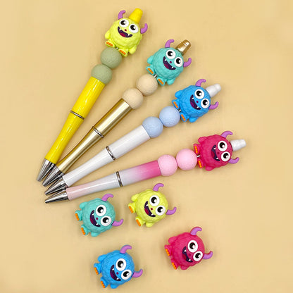 20Pcs Silicone 3D Focal Beads Cute Monsters Front Facing 3