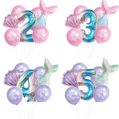 Mermaid Foil Balloon Set Birthday Party Decoration