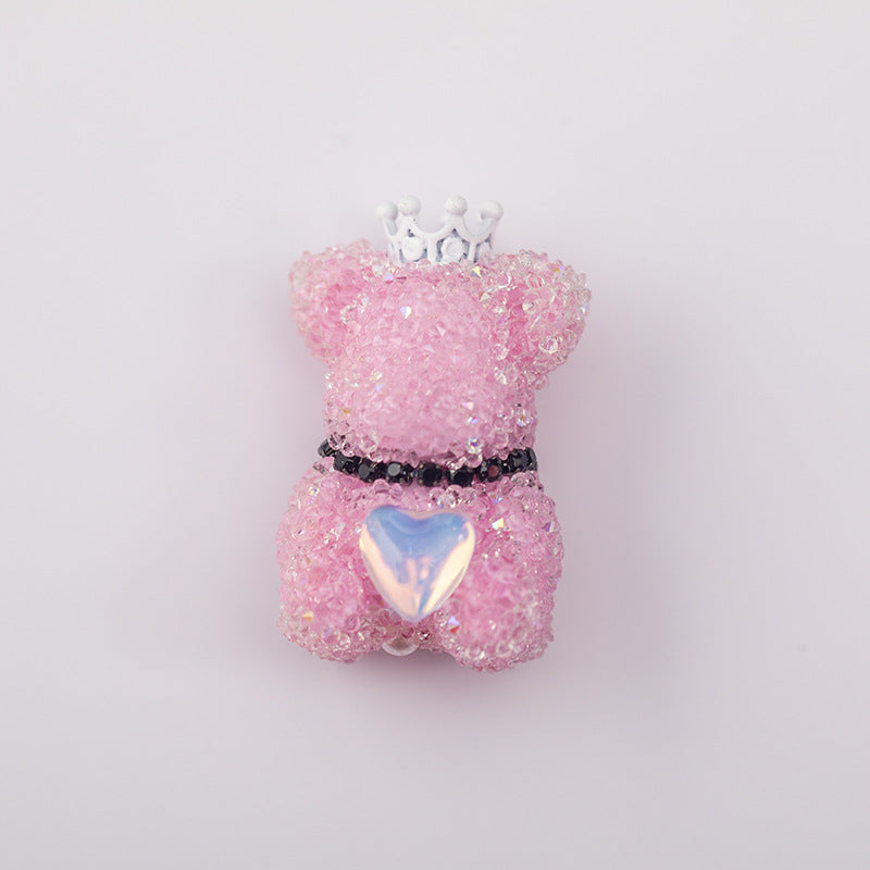 10pcs Sugar Crown Bear Rhinestone Focal Beads Large and Small 11