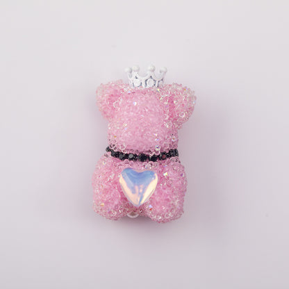 10pcs Sugar Crown Bear Rhinestone Focal Beads Large and Small 11