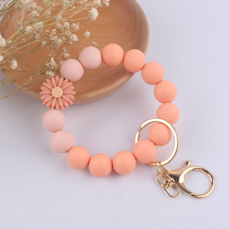 Daisy Rose Silicone Bead Wristlet Keychain 7