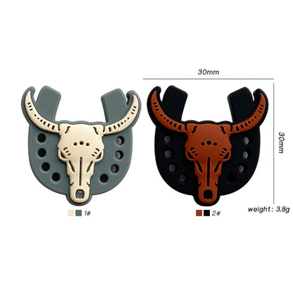 20pcs Silicone Focal Beads Ox Skull with Horns and Horseshoe Base