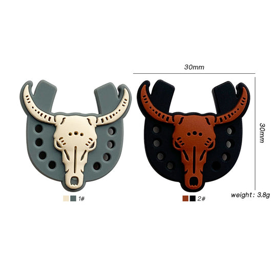 20pcs Silicone Focal Beads Ox Skull with Horns and Horseshoe Base