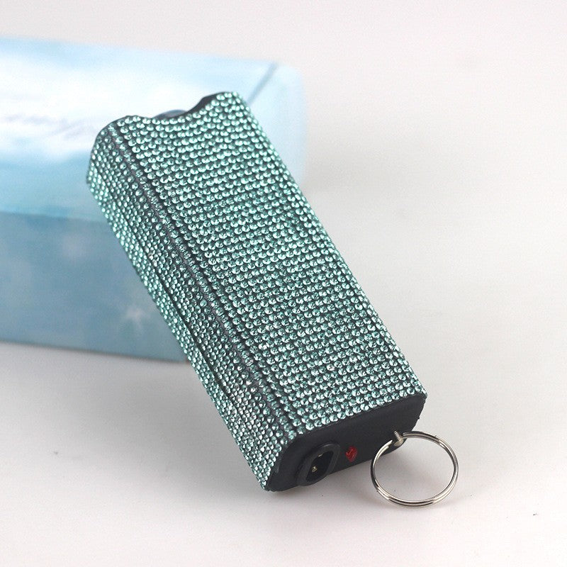 Self Defense Rhinestone Flashlight Electric Shock Keychain 5