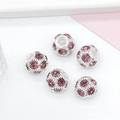 50pcs 8mm Metal Hollow Rhinestone Spacer Beads Silver and Gold 6