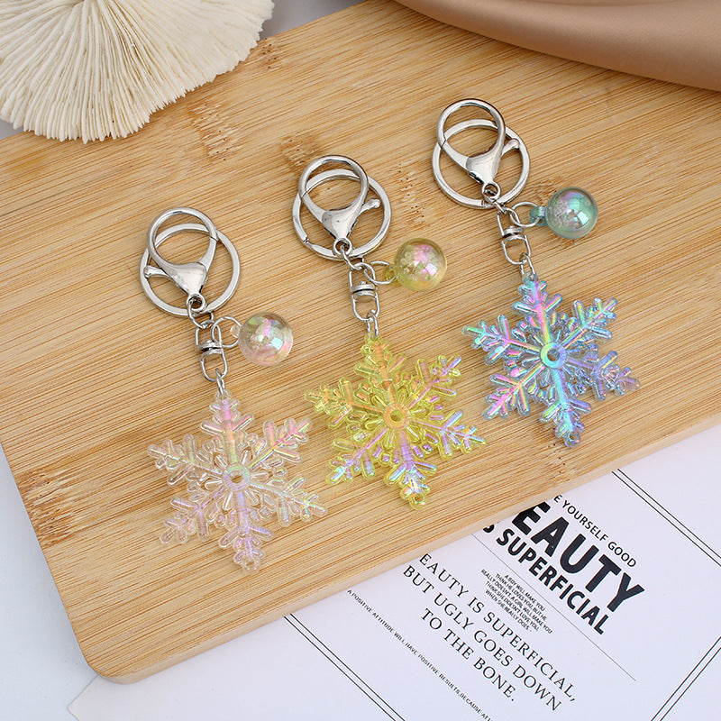 Creative Snowflake Acrylic Keychain Iridescent Charm 2