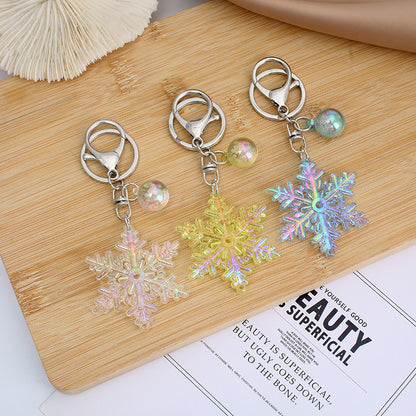 Creative Snowflake Acrylic Keychain Iridescent Charm 2