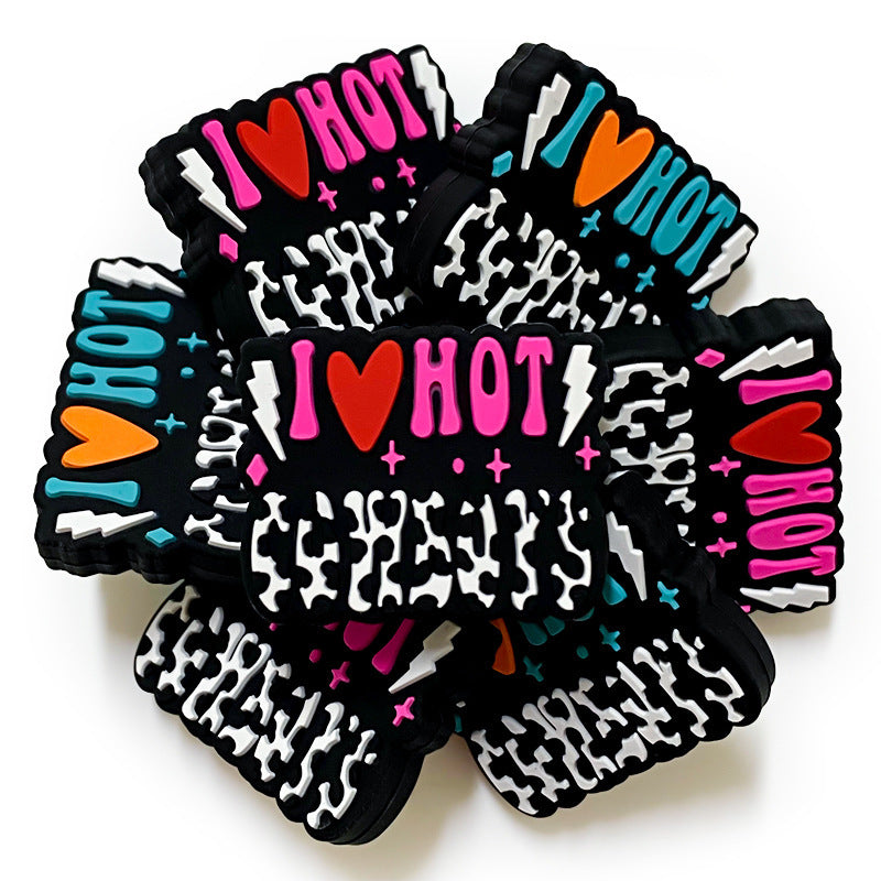 20Pcs Silicone Focal Beads Color Letter Hot Design