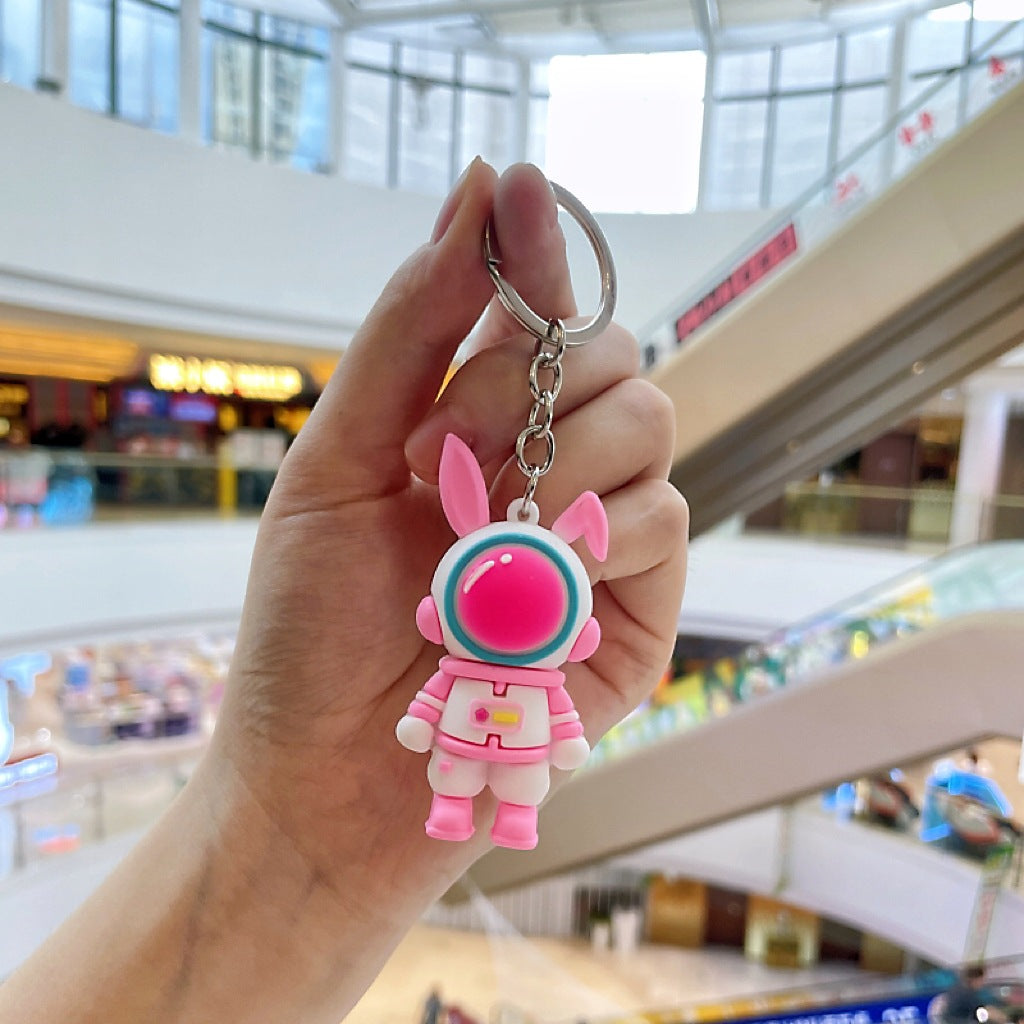 Rabbit Astronaut Silicone Bead Keychain Space Rabbit Charm 6