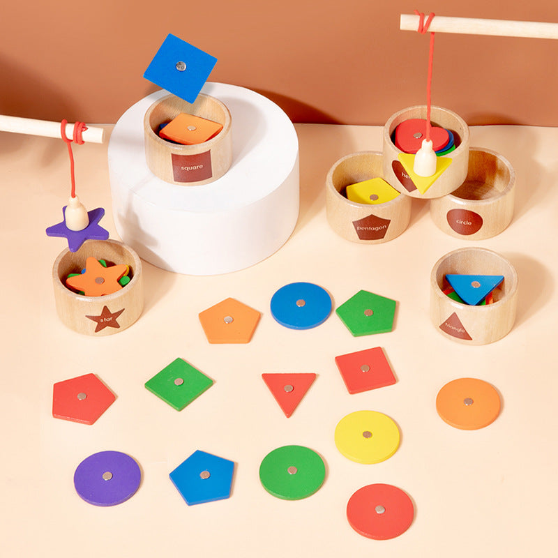 Wooden Magnetic Fishing Montessori Toys Color Pairing 17x11x4.4cm