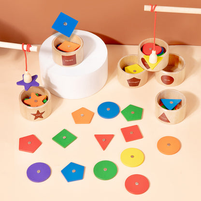 Wooden Magnetic Fishing Montessori Toys Color Pairing 17x11x4.4cm