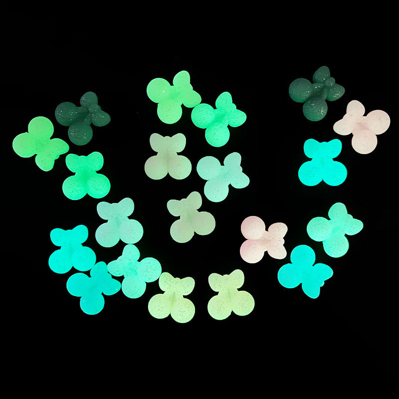 20Pcs Silicone 3D Focal Beads Cherry Glitter Solid Glow In The Dark 2
