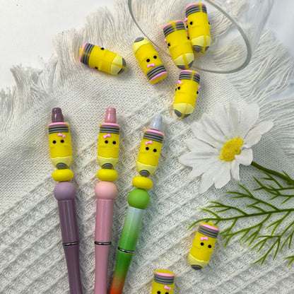 20Pcs Silicone 3D Focal Beads Bow Yellow Pencil Holding Pink Bow 2