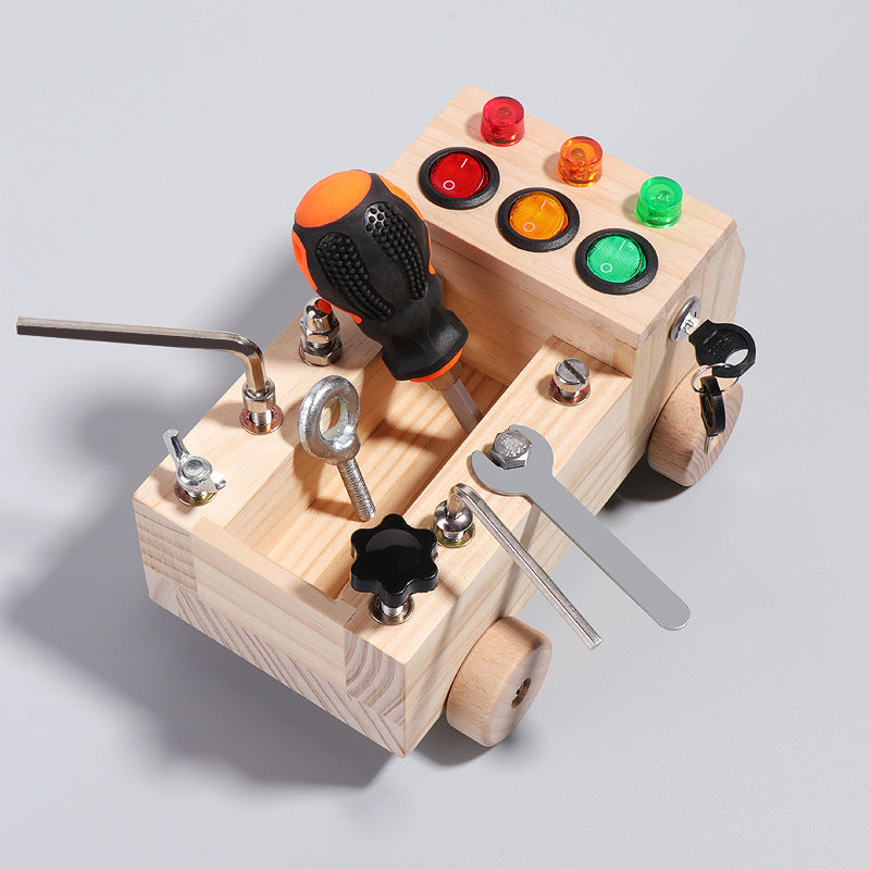 Wooden LED Switch Montessori Busy Board Educational Toy 3