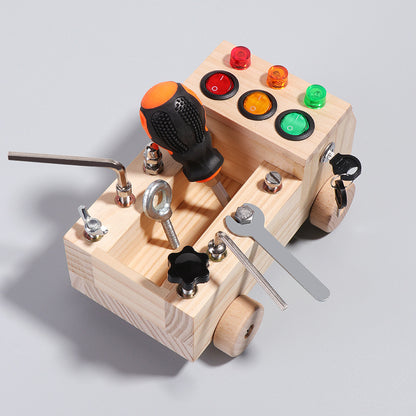 Wooden LED Switch Montessori Busy Board Educational Toy 3