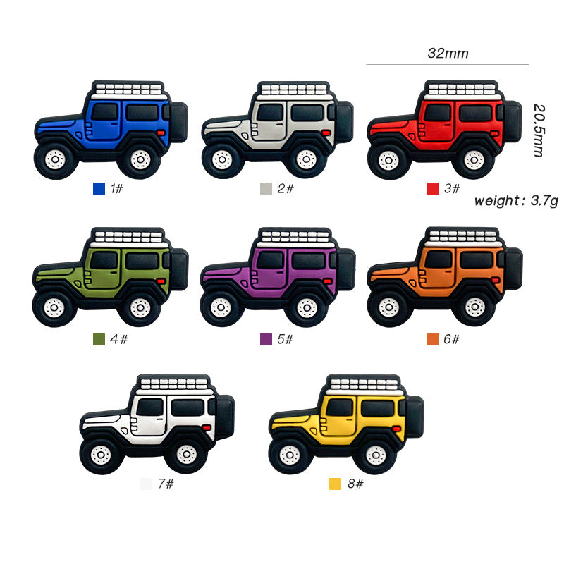 20pcs Silicone SUV Focal Beads Car Shape Side Profile Design
