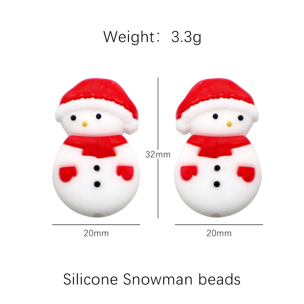20pcs Silicone Focal Beads Christmas Santa Snowman Elk Deer Gingerbread Man 6