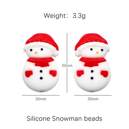 20pcs Silicone Focal Beads Christmas Santa Snowman Elk Deer Gingerbread Man 6