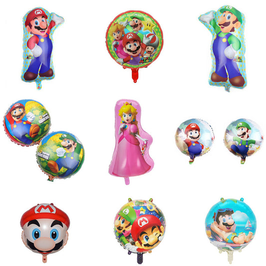 Super Mario Foil Balloons Party Decoration Set 5pcs