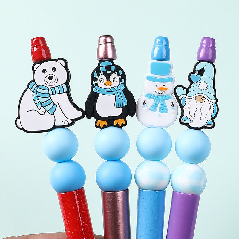 Silicone Focal Beads Snow Polar Bear Penguin Winter Snowman Design 2