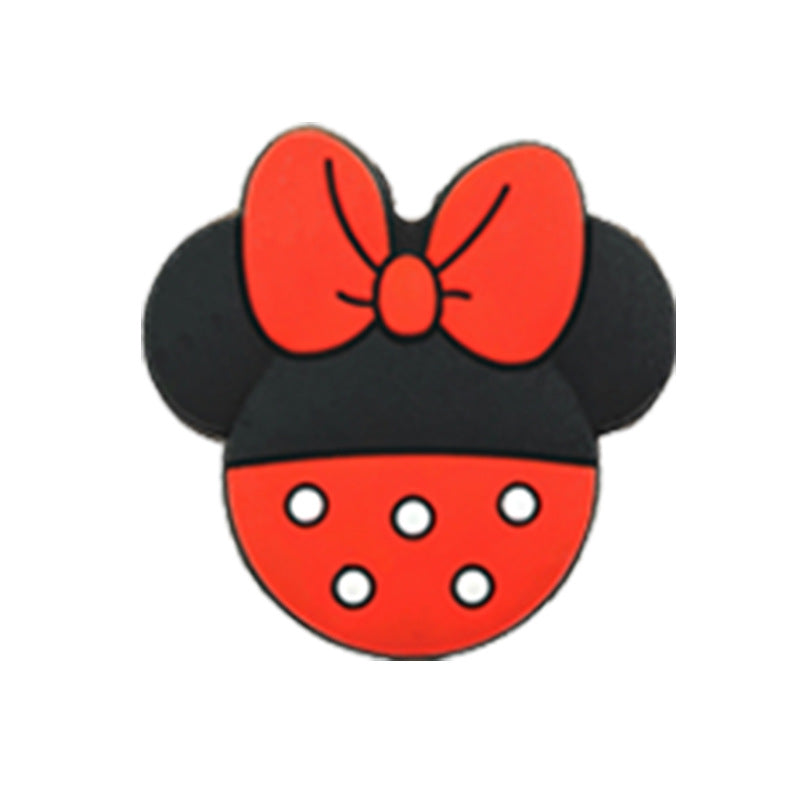 20pcs Silicone Focal Beads Round Ear Mouse Character with Bow 10