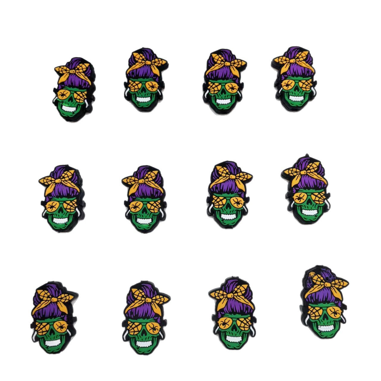 20Pcs Silicone Focal Beads Green Alien Head with Bandana 5