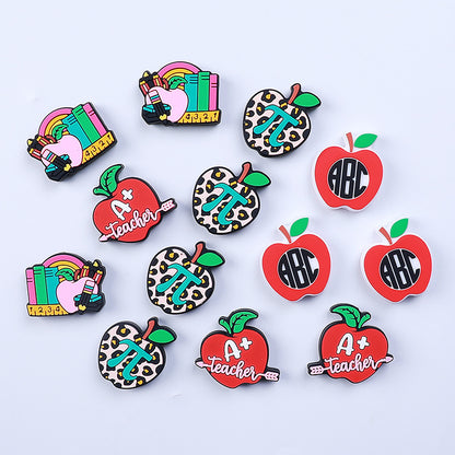 20pcs Silicone Focal Beads Apple Teacher School Stationery Set 2