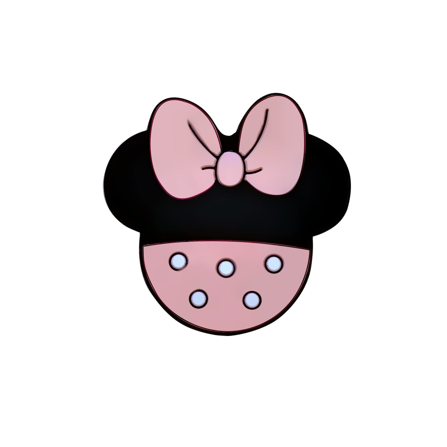 20pcs Silicone Focal Beads Round Ear Mouse Character with Bow 3