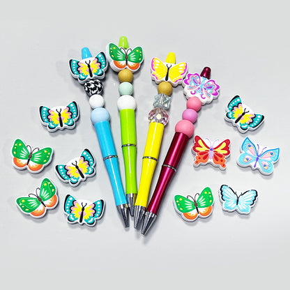 20Pcs Silicone Focal Beads Cartoon Animal Butterfly Flat Design 2
