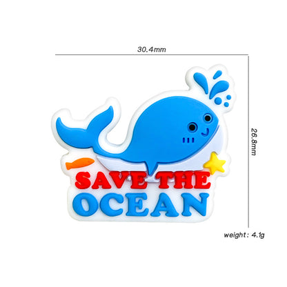 20Pcs Silicone Focal Beads Blue Whale Ocean Theme With Save The Ocean Text 2