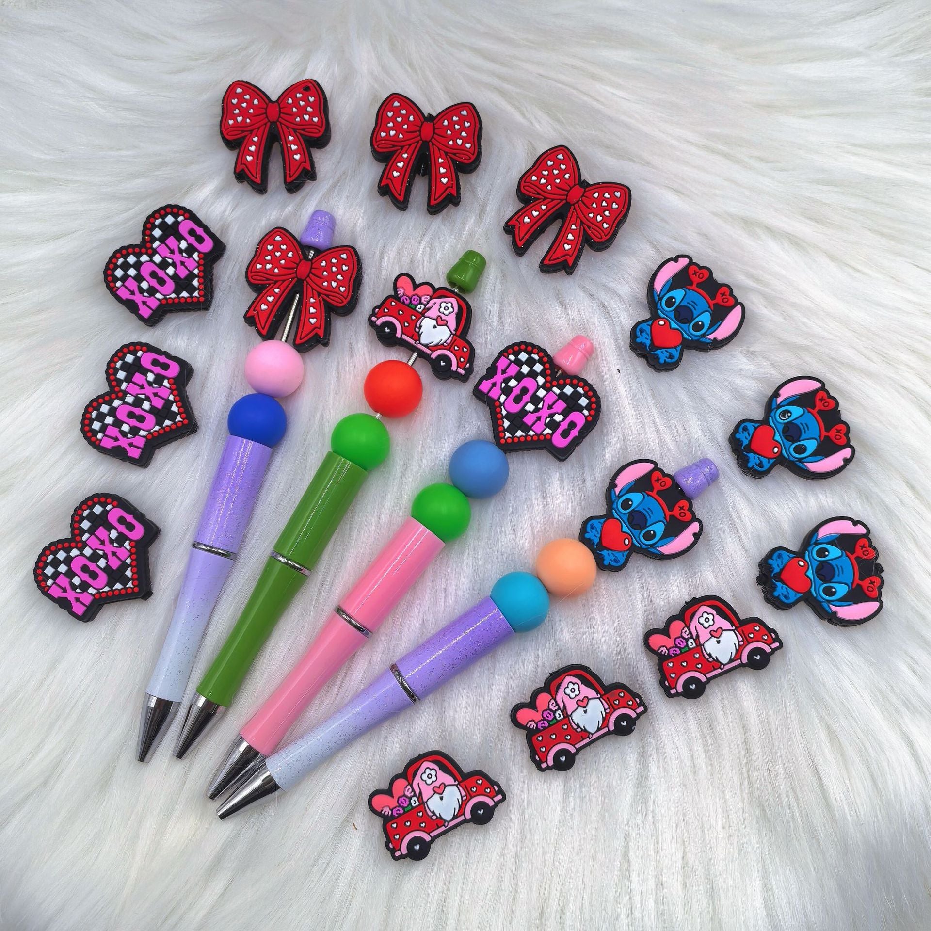 20Pcs Silicone Focal Beads Valentine Butterfly Stitch Design 2