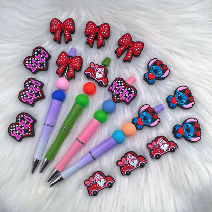 20Pcs Silicone Focal Beads Valentine Butterfly Stitch Design 2