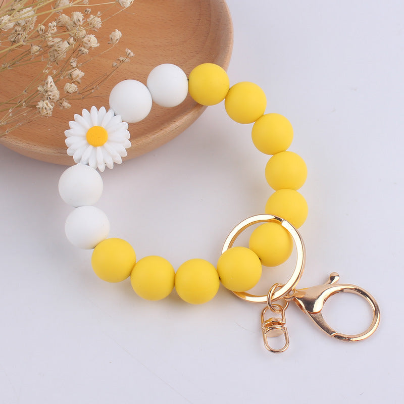 Daisy Rose Silicone Bead Wristlet Keychain 9