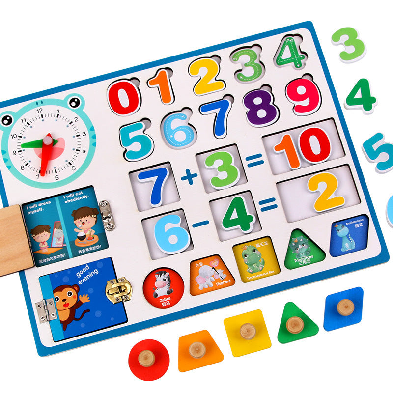Wooden Montessori Toys Multi-Functional Baby Busy Board 30cm 2