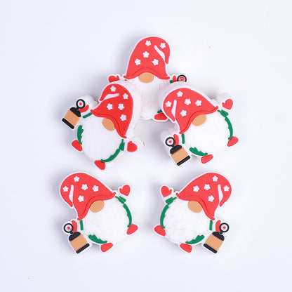 20pcs Silicone Focal Beads Christmas Santa Sleigh Wreath Tree Gnome 3